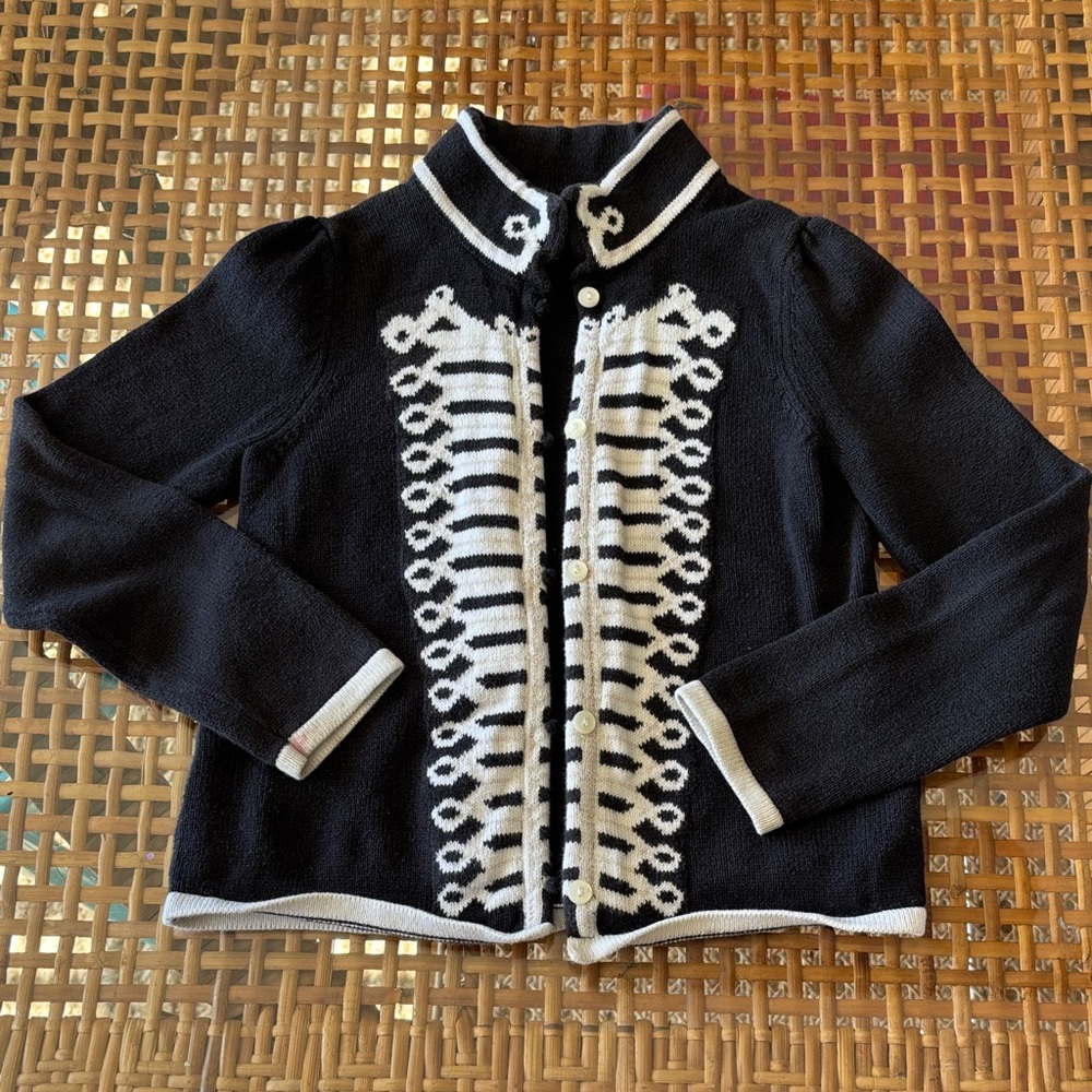 Precious Baby Gap Black and White Intarsia Knit Marching Band Sweater 5T